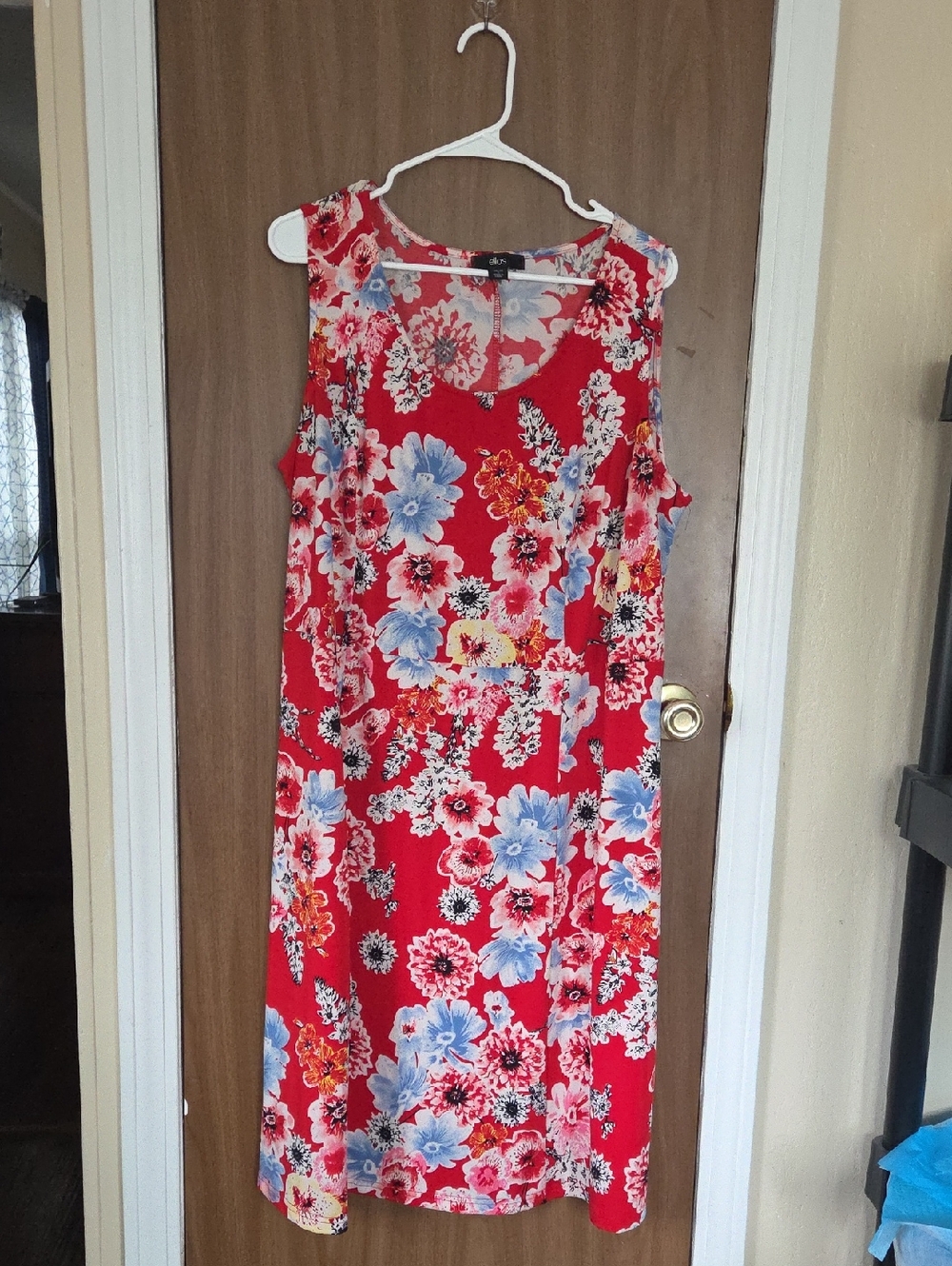 ellos Red Floral Sleeveless Midi Dress
